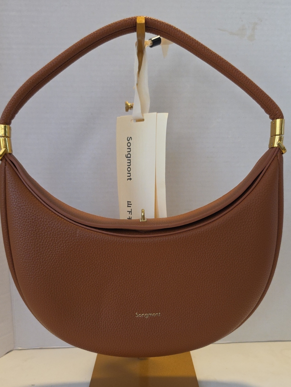 Authentic Songmont Medium Luna Bag – Caramel/Amber Leather W/ Original Care Card